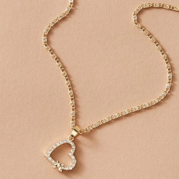 Rhinestone Heart Pendant Necklace - Picture 3 of 6